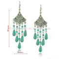 Hot Sale Retro Bohemian Style Turquoise Beaded Tassel Pendant Earrings Jewelry For Woman SSEH039